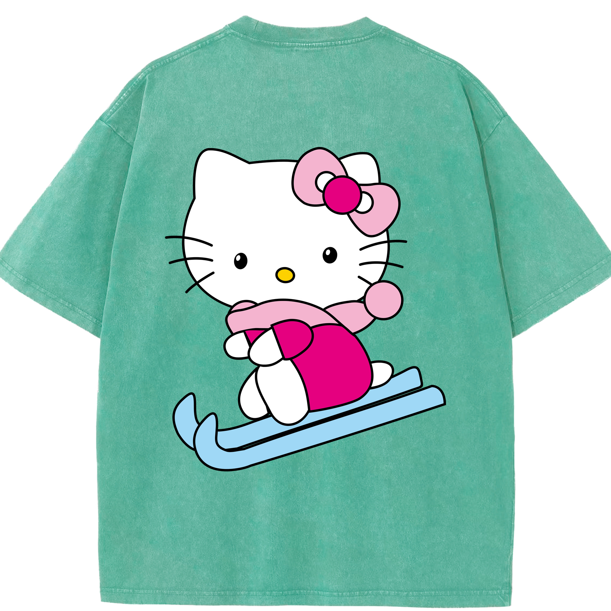（画像用） Hello Kitty ハローキティ 綿100% ヴィンテージ風 半袖Tシャツ（背面プリント）